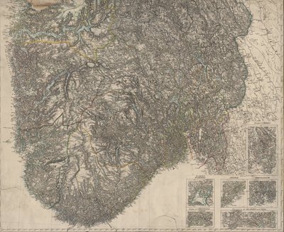 The Map is Published in Oslo (1845) and Shows Southern Norway by P.A. Munch